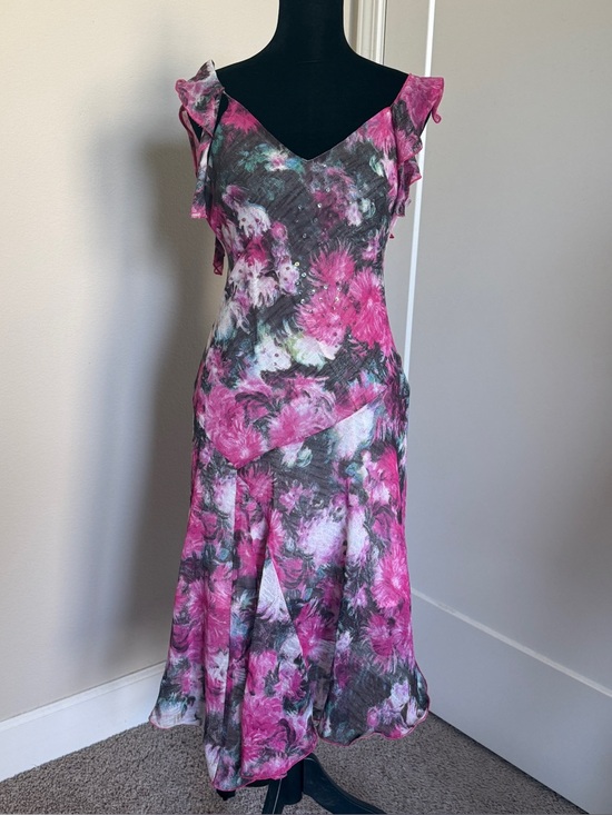 Vintage Dresses & Skirts - 💓SOLD💓 Gorgeous 100% Silk Vintage Asymmetrical Bias Cut floral beaded dress